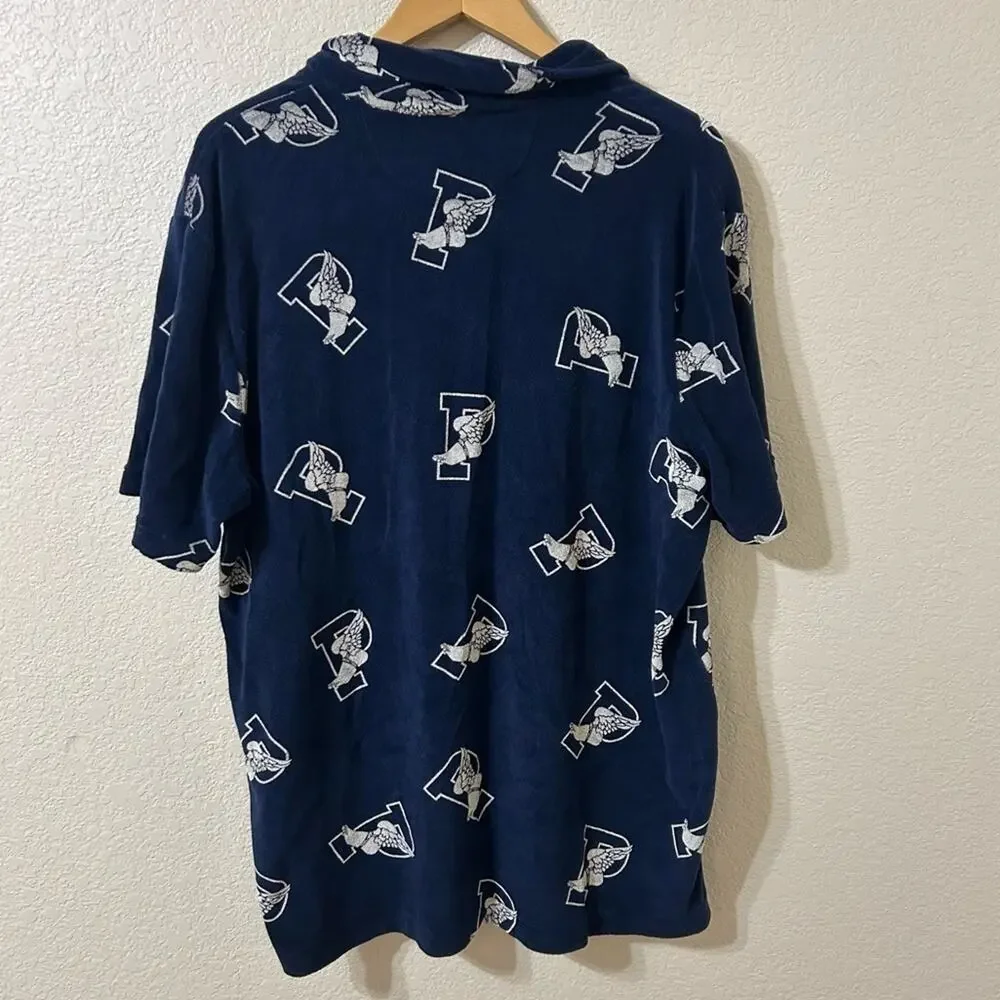 Polo Ralph Lauren P-Wing Logo Terrycloth Loungewear Polo in Blue - Size Large